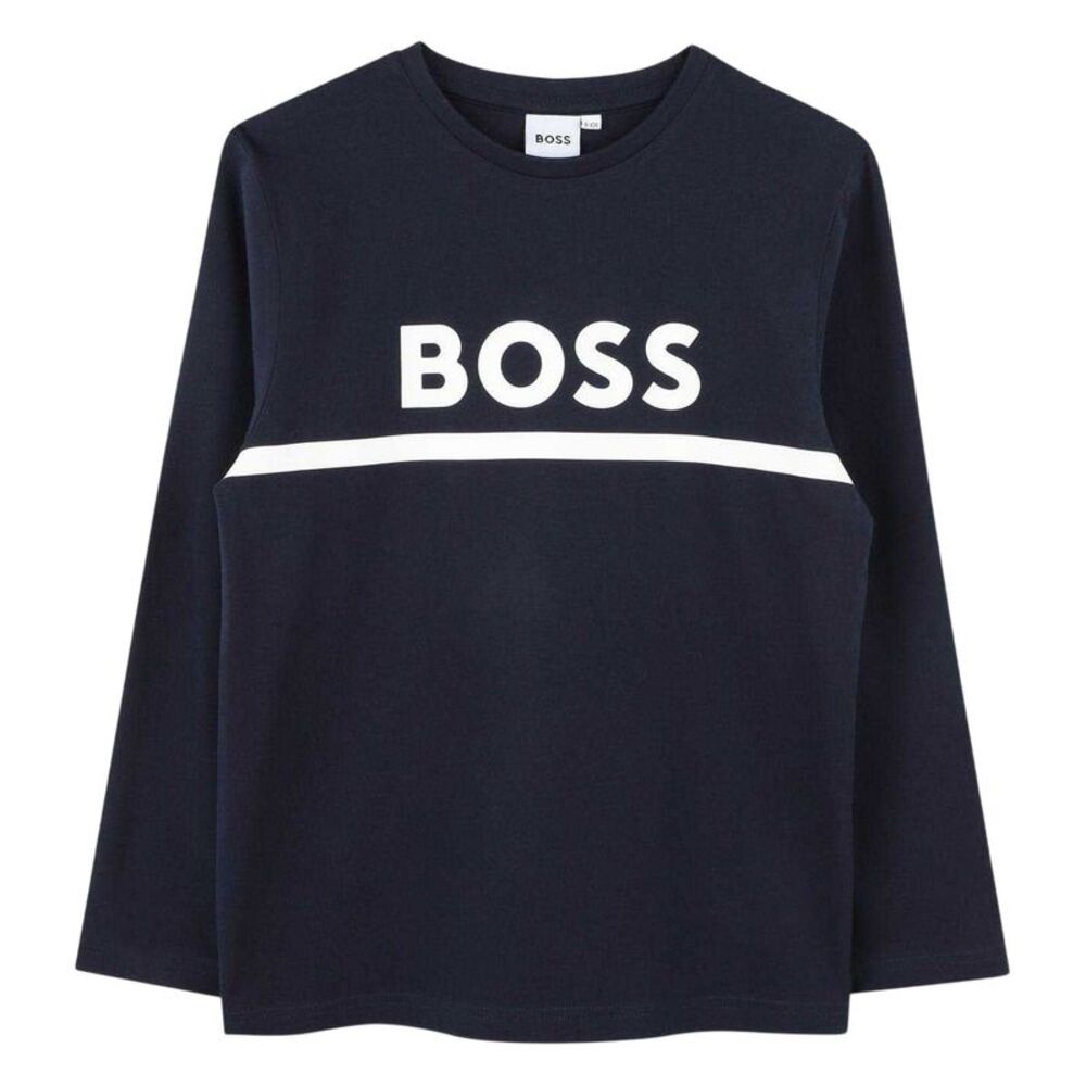 Boss Boys Logo Long-Sleeved T-Shirt / Navy